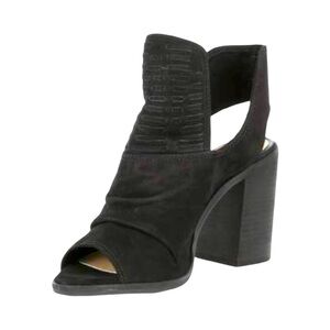 Marowette Nubuck Black Leather Peep Toe Block Heel Bootie by Gianni Bini